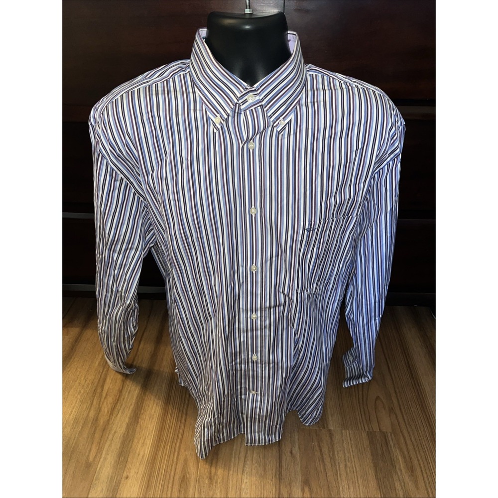 Paul & Shark Yachting Multi Striped Long Sleeve Button-Up Shirt Size 44 Xl - Picture 1 of 7